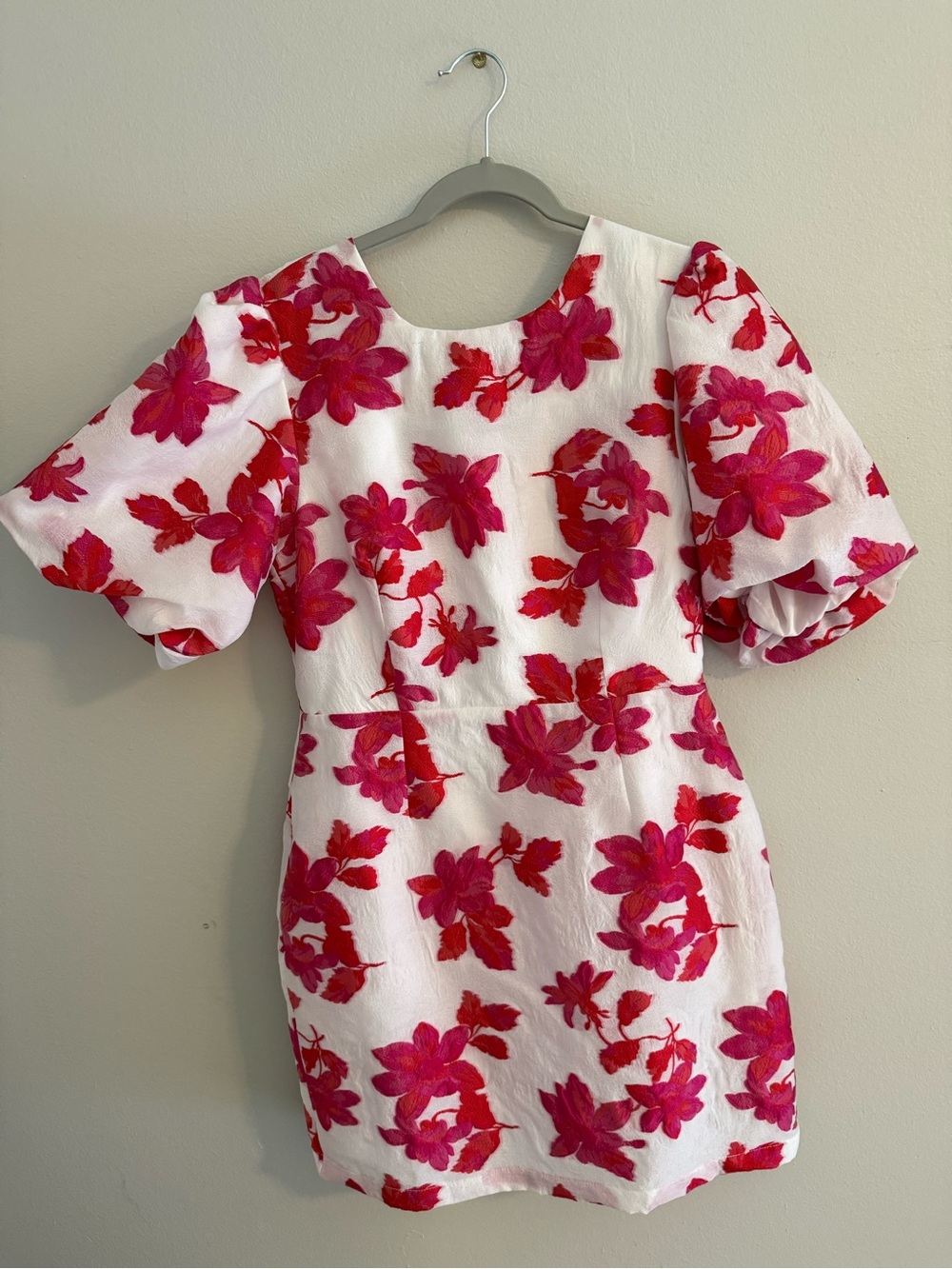 Women’s White Dress with Pink Floral Print